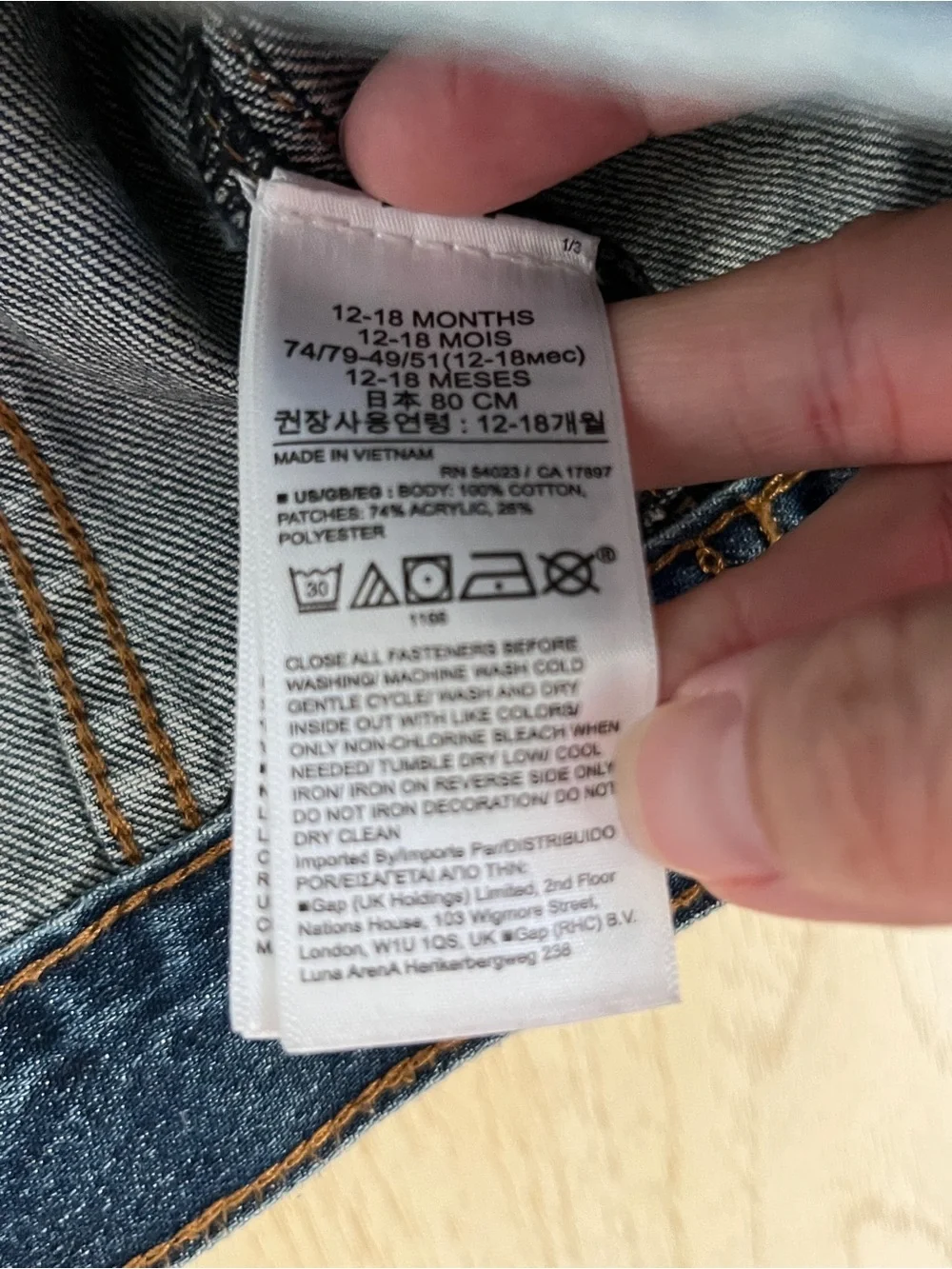 Gap X Disney Mickey Mouse Toddlers Kids Icon Denim Jacket Boys Girls 12-18 Month